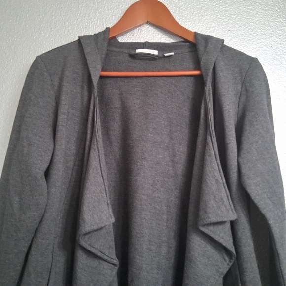 J. Jill Pure Jill Sand Washed Draped Front Open Jacket In Onyx Grey Size M - Picture 10 of 12